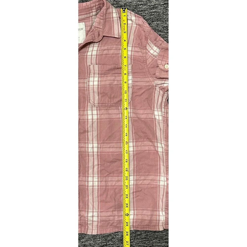 Hollister Womens L Pink White Plaid Flannel Button Down Shirt Cotton Long Sleeve - Picture 9 of 10